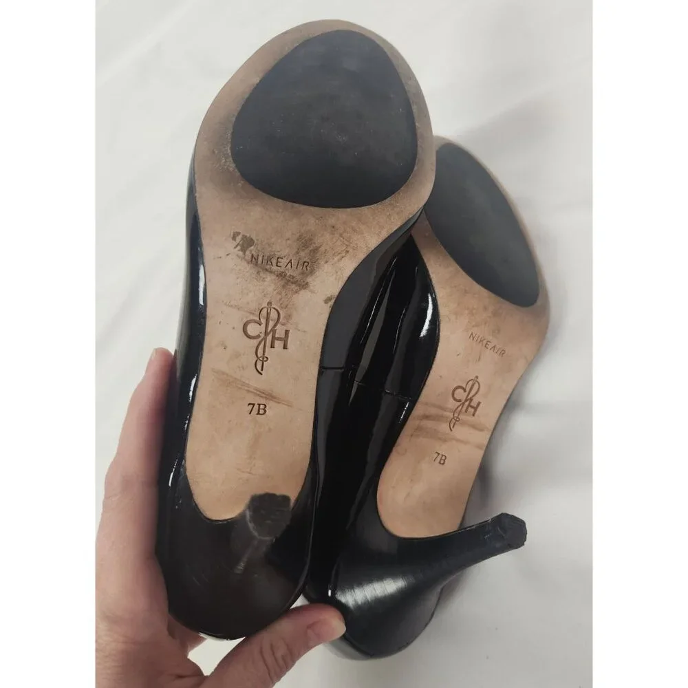 Cole Haan Women's Sz. 7B Black Patent Leather Round Toe Pumps - Picture 7 of 8